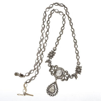 Lot 25 - A 19th century silver and gold diamond necklace