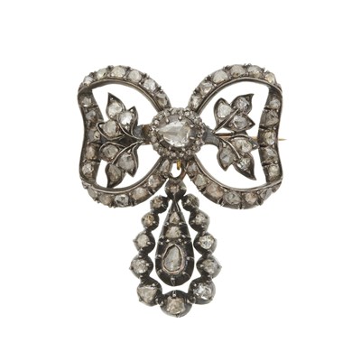 Lot 181 - A 19th century silver and gold diamond bow brooch