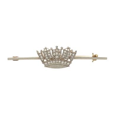 Lot 10 - An early 20th century gold and platinum Naval crown sweetheart brooch