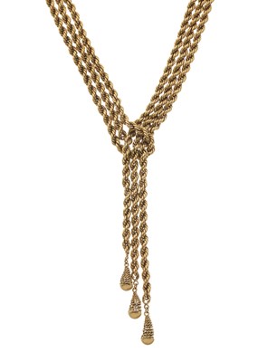 Lot 69 - A mid 20th century 18ct gold lariat necklace