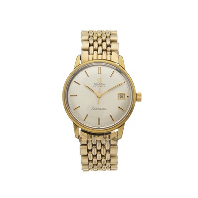 Lot 243 - Omega, a gold plated automatic Seamaster date bracelet watch