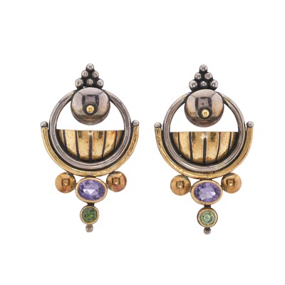 Lot 109 - Barbara Bertagnolli, a pair of gem-set earrings