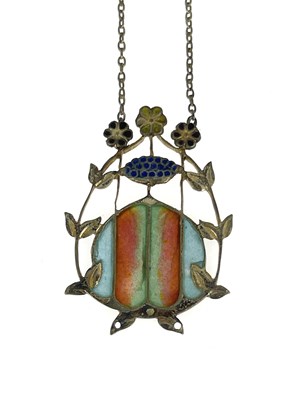 Lot 29 - A plique-a-jour enamelled pendant with...