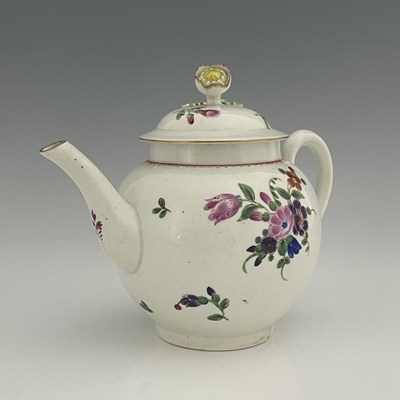 Lot 968 - A Worcester polychrome teapot and cover, circa...