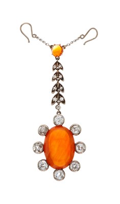 Lot 6 - A late Victorian gold and silver, fire opal...