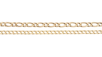 Lot 21 - Two 9ct gold bracelets, to include a flat curb-...
