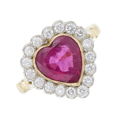 Lot 22 - An 18ct gold pink tourmaline and brilliant-cut...