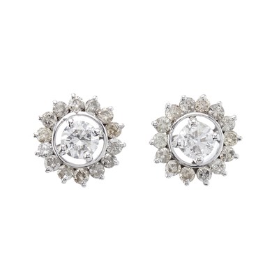 Lot 23 - A pair of brilliant-cut diamond single-stone...