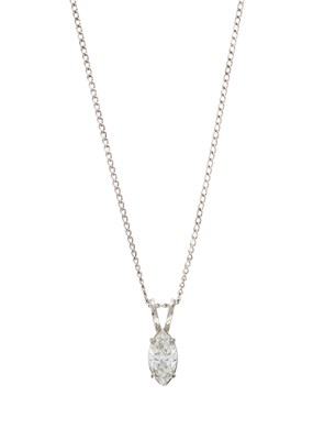 Lot 82 - A platinum marquise-shape diamond single-stone...