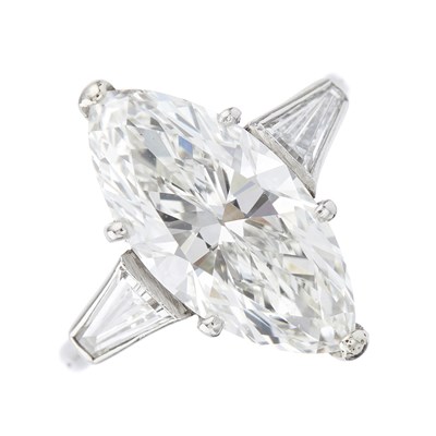 Lot 90 - An impressive marquise-shape diamond...