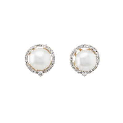 Lot 94 - A pair of 14ct gold cultured pearl and...