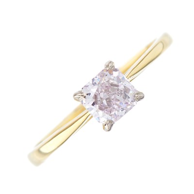 Lot 106 - An 18ct gold natural Fancy Light Pink diamond...