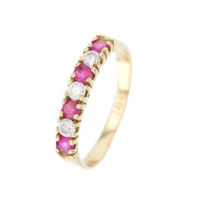 Lot 138 - An 18ct gold alternating circular-shape ruby...