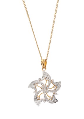 Lot 142 - A gold diamond floral star pendant, of...