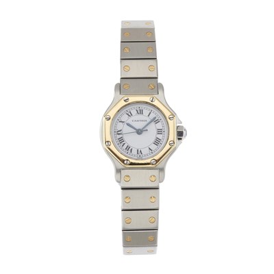 Lot 173 - Cartier, a stainless steel and gold Santos...