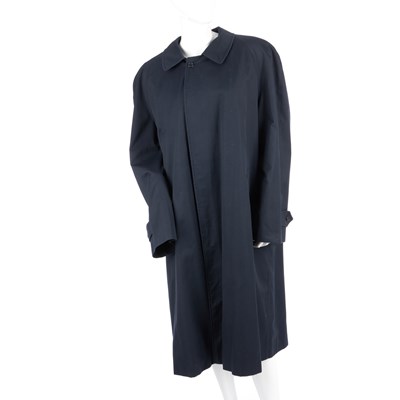 Lot 243 - Burberry's for Harrods, a men's blue overcoat,...