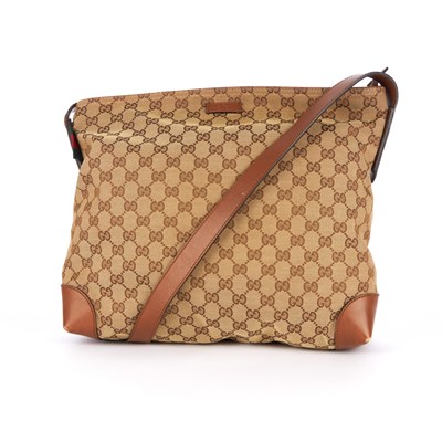 Lot 326 - Gucci, a large GG crossbody messenger bag,...