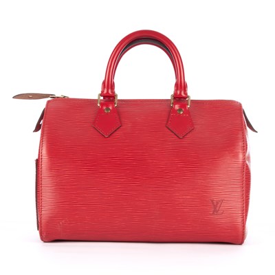 Lot 366 - Louis Vuitton, a red epi Speedy 25 handbag,...