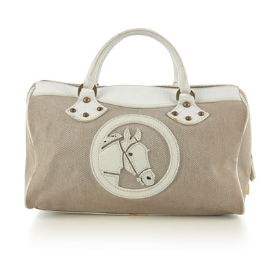 Lot 370 - Luella, a Boston bag, crafted from grey canvas...