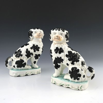 Lot 830 - A pair of Staffordshire pottery chimney...