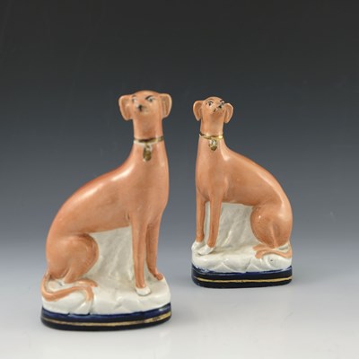 Lot 831 - A pair of Staffordshire flatback chimney...