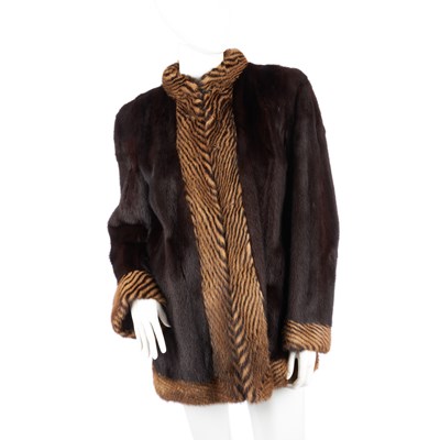 Lot 421 - A ladies ranch mink jacket with two-tone trim,...