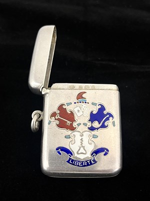 Lot 351 - An Edwardian silver and enamel vesta case, of...