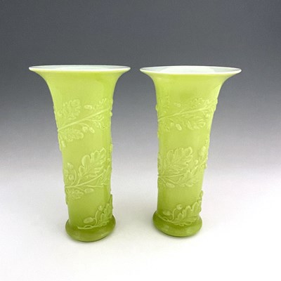 Lot 541 - Baccarat, a pair of French cased opaline glass...