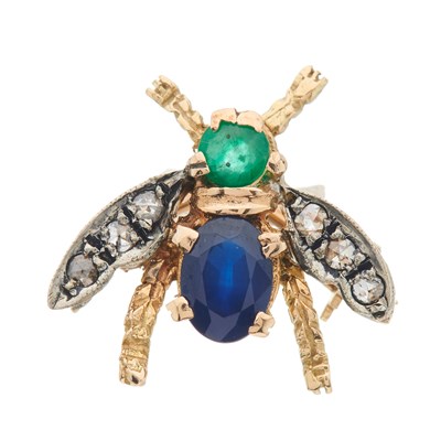 Lot 14 - A mid 20th century gold, oval-shape sapphire...