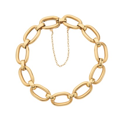 Lot 16 - A mid 20th century 18ct gold oval-link...