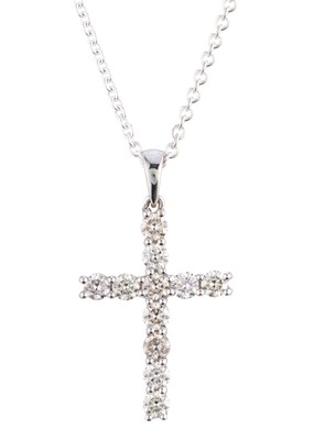 Lot 26 - An 18ct gold brilliant-cut diamond cross...