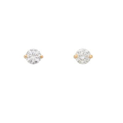 Lot 77 - A pair of 18ct gold brilliant-cut diamond...
