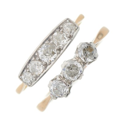 Lot 78 - Two mid 20th century 18ct gold old-cut diamond...
