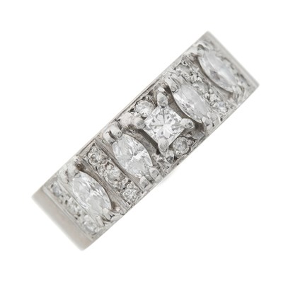 Lot 88 - An 18ct gold marquise-shape and brilliant-cut...