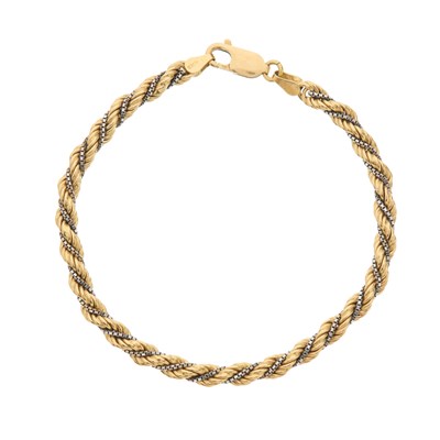 Lot 99 - An 18ct bi-colour gold rope-twist bracelet,...