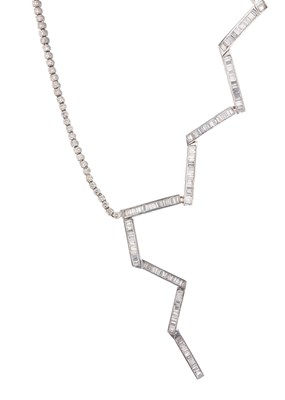 Lot 110 - An 18ct gold diamond geometric necklace,...
