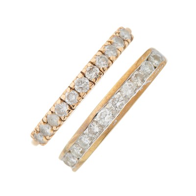 Lot 114 - Two brilliant-cut diamond half eternity rings,...