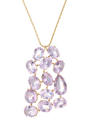 Lot 115 - An 18ct gold vari-shape amethyst articulated...