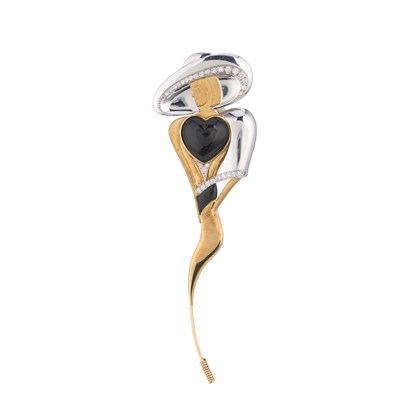 Lot 116 - An 18ct gold brilliant-cut diamond bi-colour...