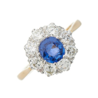 Lot 121 - An 18ct gold and platinum, cushion-shape...