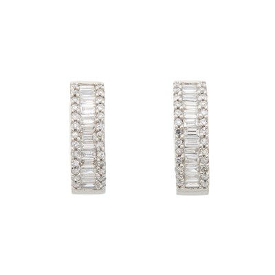 Lot 127 - A pair of 14ct gold calibre-cut diamond hinged...