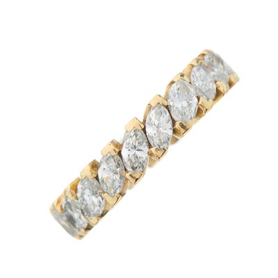 Lot 142 - An 18ct gold marquise-shape diamond full...