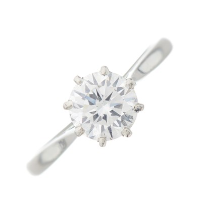 Lot 153 - A platinum brilliant-cut diamond single-stone...