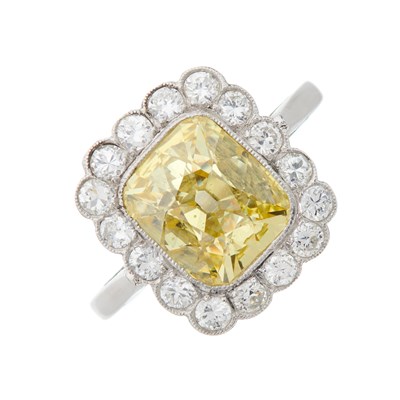 Lot 176 - An impressive 18ct gold cushion-shape Fancy...