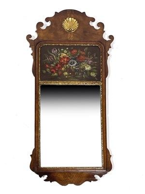 Lot 598 - A Georgian figured walnut pier glass, shaped...