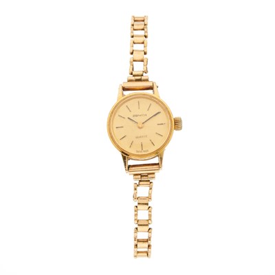 Lot 190 - Zenith, a 9ct gold bracelet watch, signed...