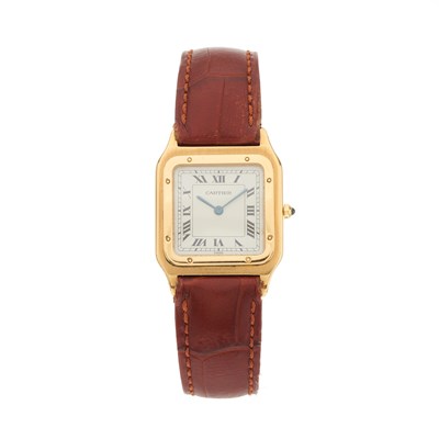Lot 217 - Cartier, a vintage 18ct gold Santos Dumont...