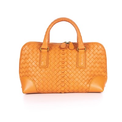 Lot 247 - Bottega Veneta, an orange Intrecciato Boston...
