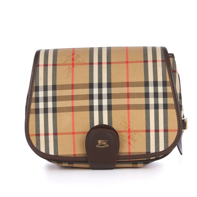 Lot 252 - Burberry, a vintage saddle bag, featuring the...