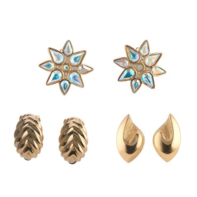 Lot 291 - Christian Dior, three pairs of clip-on...